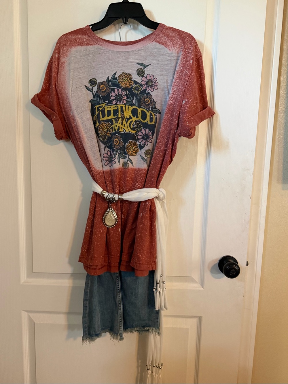 Hand Crafted Grey Boho Scarf/Belt/Wrap w/Beads Fringe Stone Like Pendant OS - Picture 7 of 7